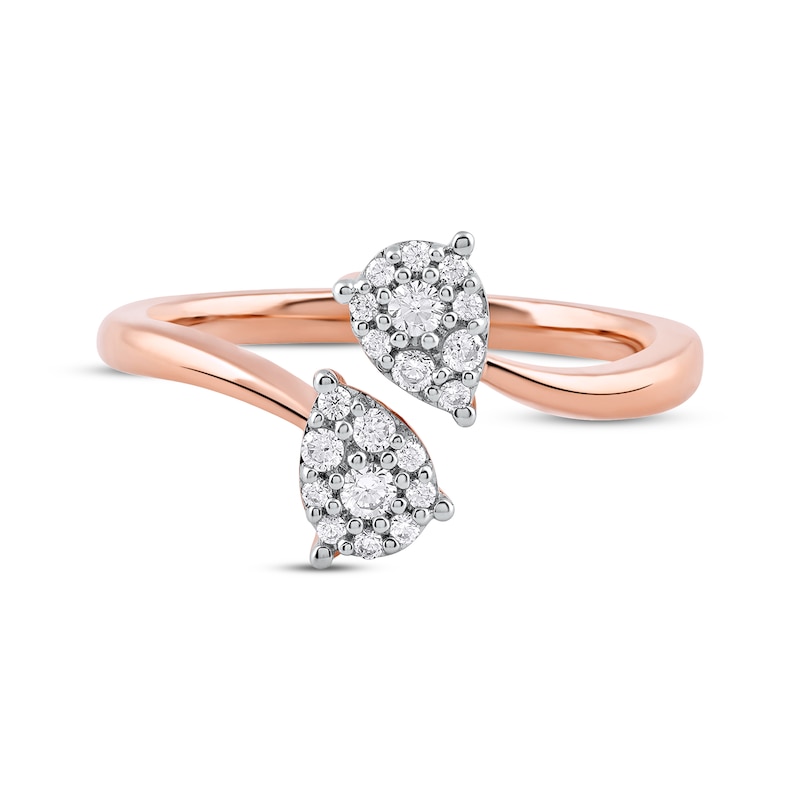 Main Image 3 of Multi-Diamond Teardrop Bypass Promise Ring 1/5 ct tw 10K Rose Gold