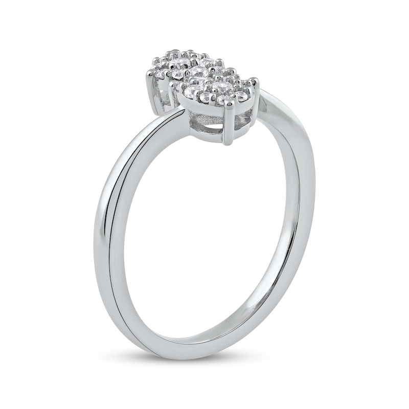 Main Image 2 of Multi-Diamond Teardrop Bypass Promise Ring 1/5 ct tw 10K White Gold