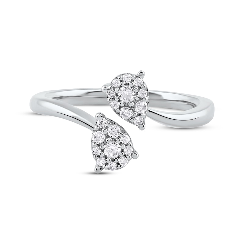 Main Image 3 of Multi-Diamond Teardrop Bypass Promise Ring 1/5 ct tw 10K White Gold