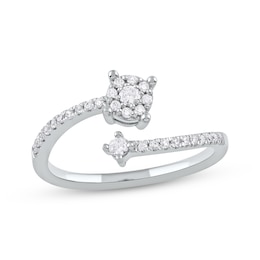 Multi-Diamond Bypass Promise Ring 1/4 ct tw 10K White Gold