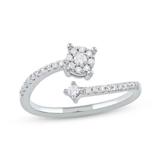 Multi-Diamond Bypass Promise Ring 1/4 ct tw 10K White Gold