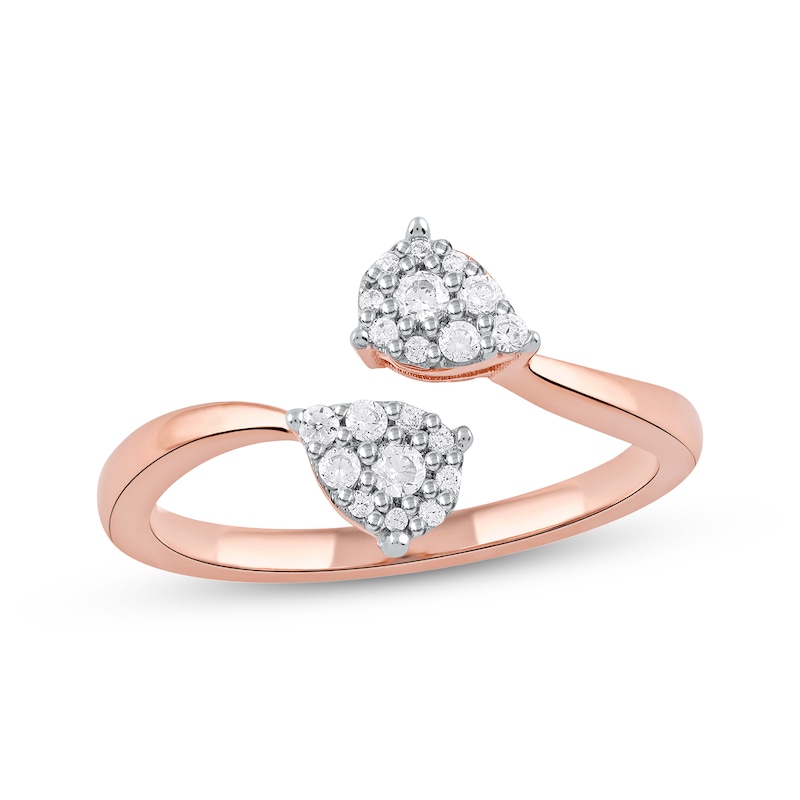 Toi et Moi Diamond Pear-Shaped Bypass Promise Ring 1/5 ct tw 10K Rose Gold