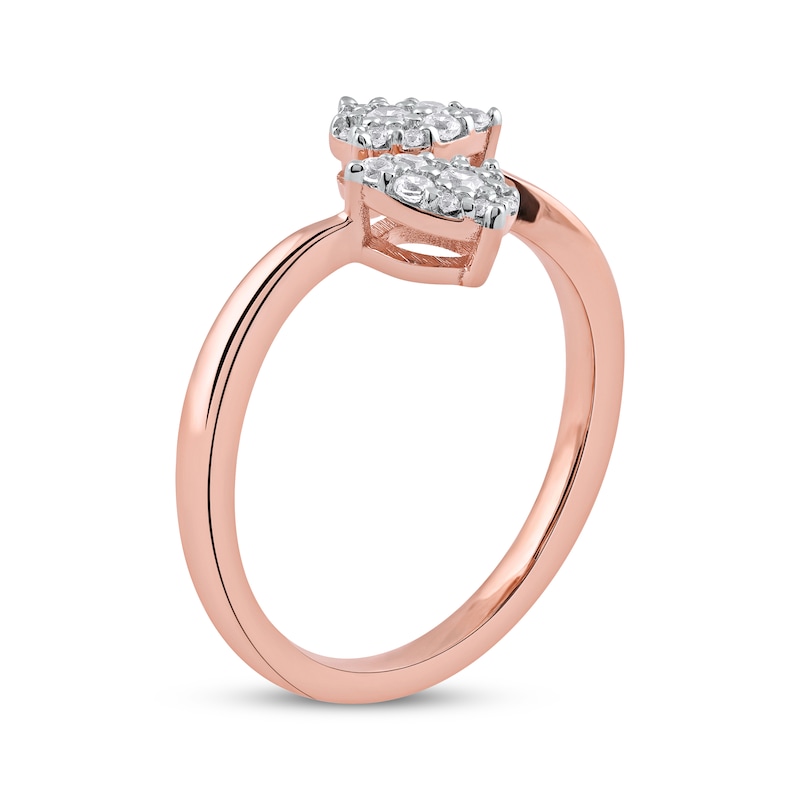 Main Image 2 of Multi-Diamond Teardrop Bypass Promise Ring 1/5 ct tw 10K Rose Gold