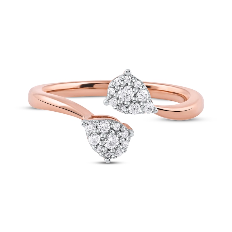 Main Image 3 of Multi-Diamond Teardrop Bypass Promise Ring 1/5 ct tw 10K Rose Gold