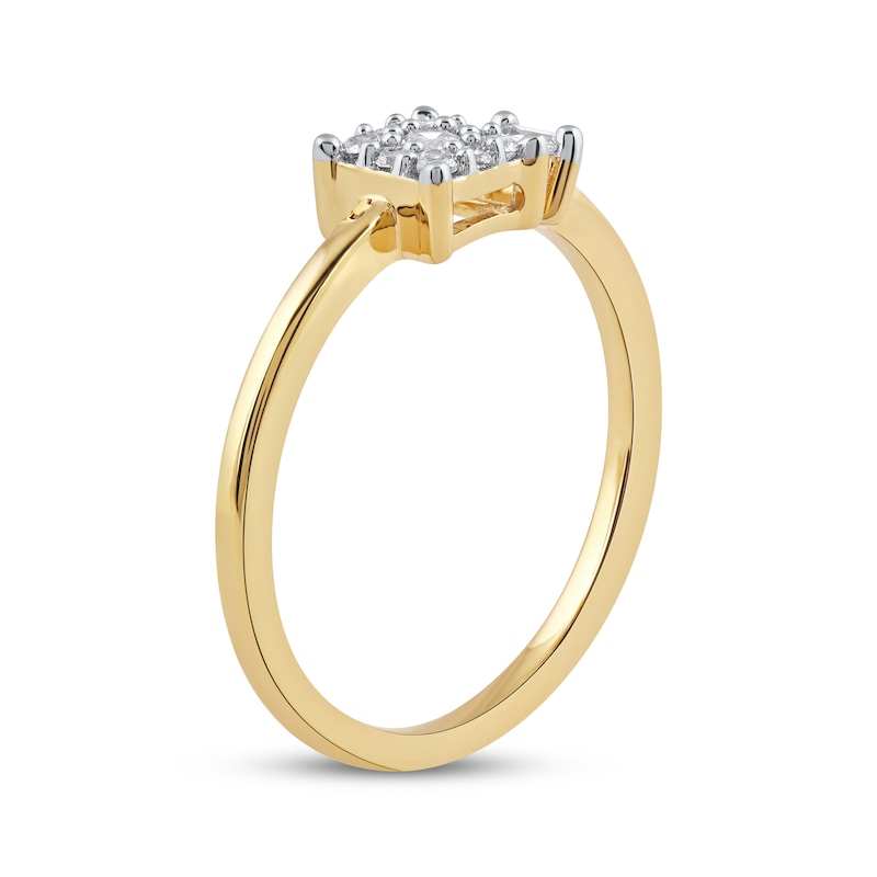 Baguette & Round-Cut Diamond Square Promise Ring 1/5 ct tw 10K Yellow Gold