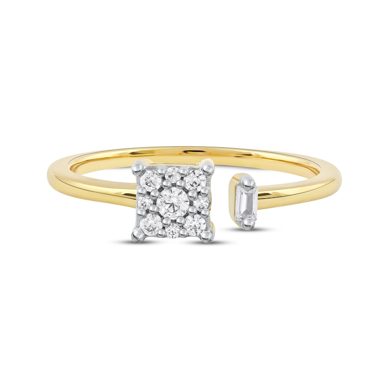 Main Image 3 of Baguette & Round-Cut Diamond Open Shank Promise Ring 1/5 ct tw 10K Yellow Gold