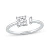 Baguette & Round-Cut Diamond Square Promise Ring 1/5 ct tw 10K White Gold