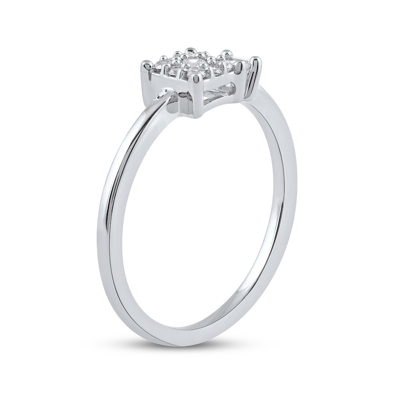 Main Image 2 of Baguette & Round-Cut Diamond Open Shank Promise Ring 1/5 ct tw 10K White Gold
