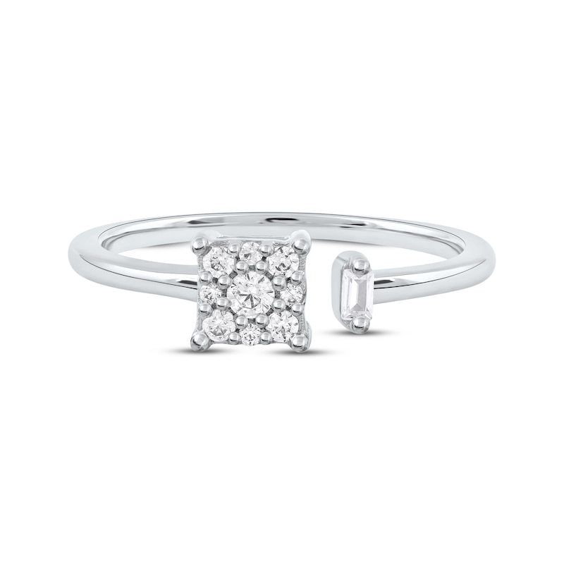 Main Image 3 of Baguette & Round-Cut Diamond Open Shank Promise Ring 1/5 ct tw 10K White Gold