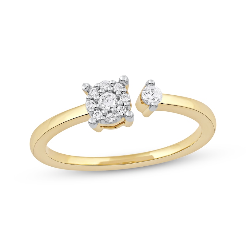 Main Image 1 of Diamond Halo Open Shank Promise Ring 1/6 ct tw 10K Yellow Gold