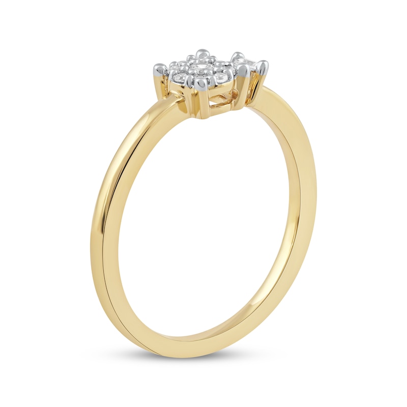 Main Image 2 of Diamond Halo Open Shank Promise Ring 1/6 ct tw 10K Yellow Gold