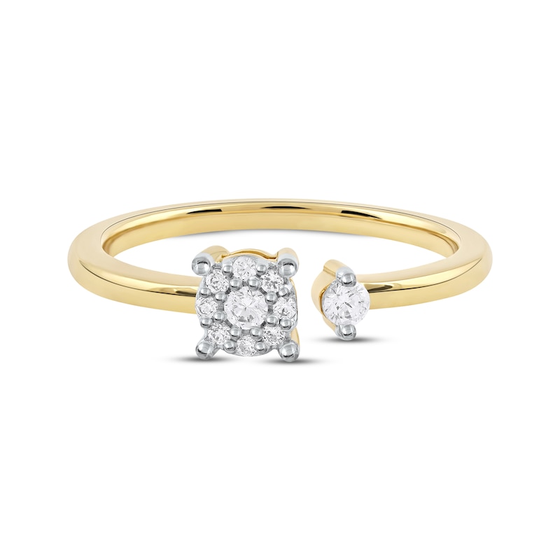 Main Image 3 of Diamond Halo Open Shank Promise Ring 1/6 ct tw 10K Yellow Gold