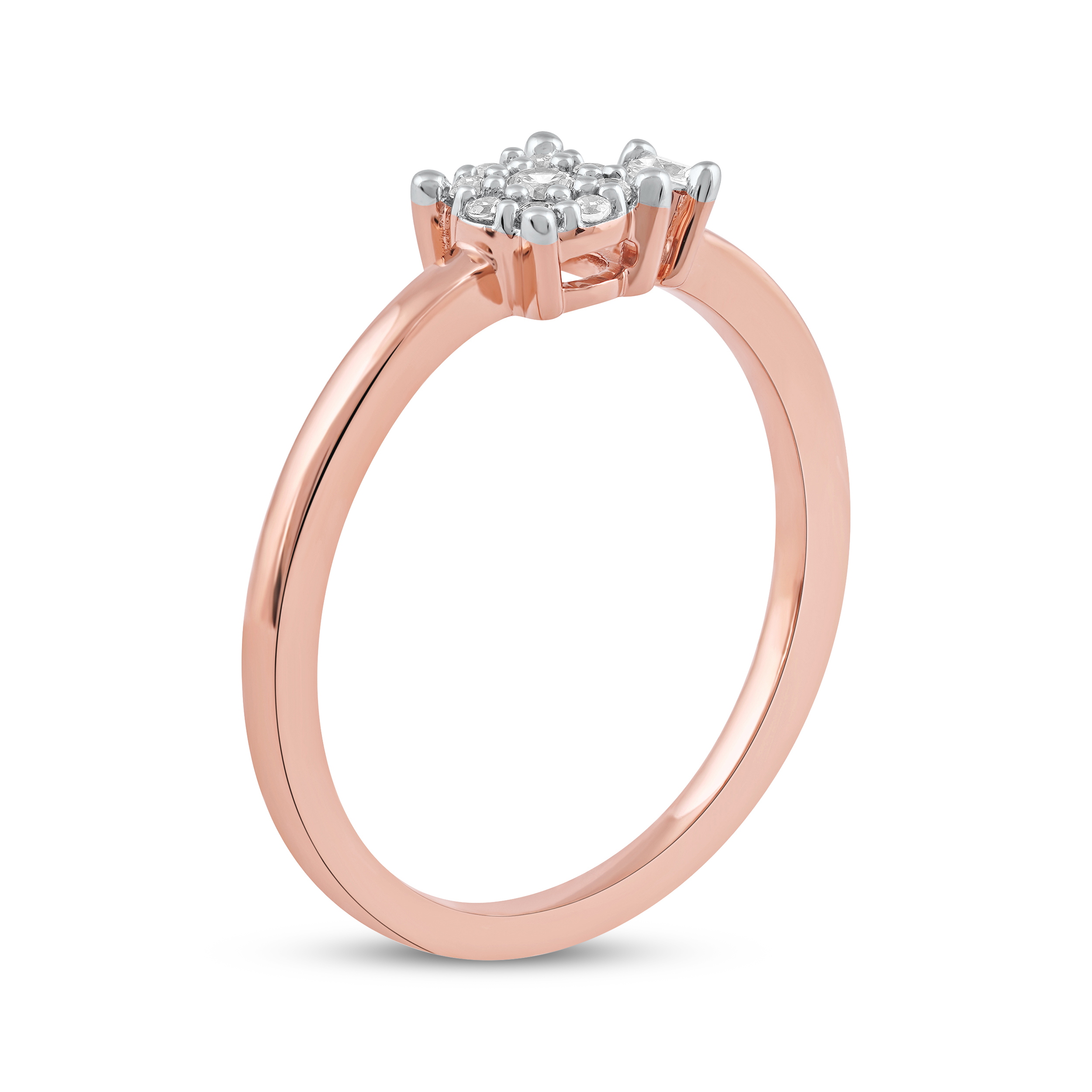 Main Image 2 of Diamond Halo Open Shank Promise Ring 1/6 ct tw 10K Rose Gold