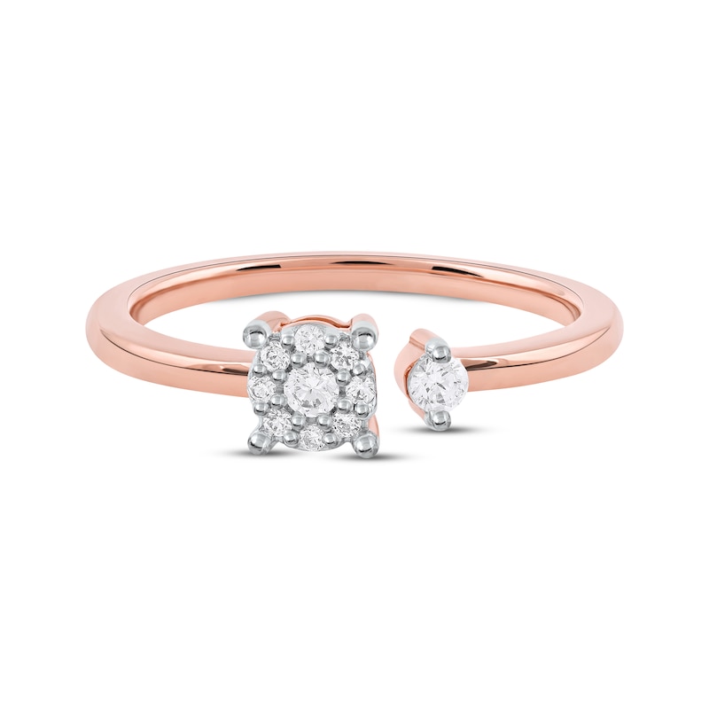 Main Image 3 of Diamond Halo Open Shank Promise Ring 1/6 ct tw 10K Rose Gold