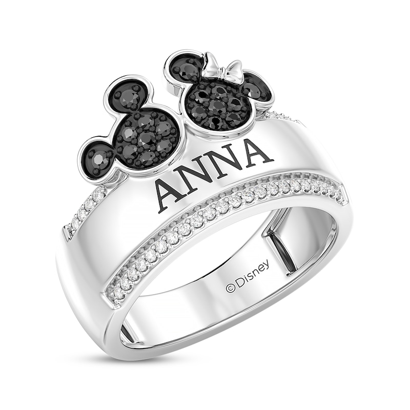Main Image 2 of Disney Treasures Mickey & Minnie Mouse Black & White Diamond Ring 1/4 ct tw Sterling Silver