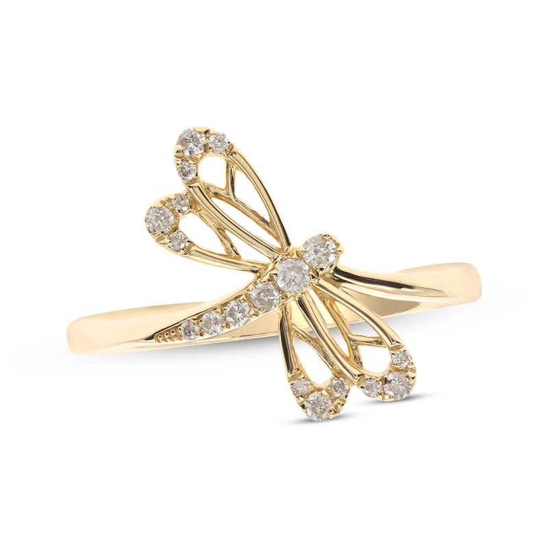 Diamond Dragonfly Ring 1/8 ct tw 10K Yellow Gold