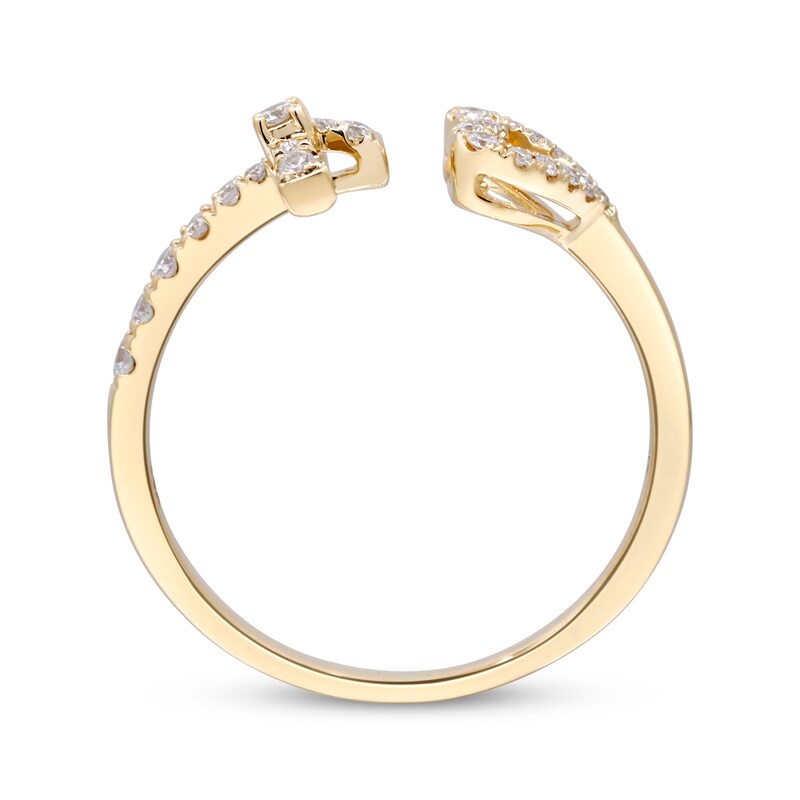 Main Image 2 of Diamond Deconstructed Open Heart & Cross Ring 1/5 ct tw 14K Yellow Gold