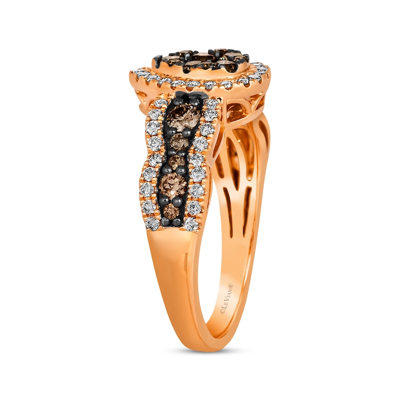 Main Image 2 of Le Vian Chocolate Waterfall Diamond Ring 1 ct tw 14K Strawberry Gold