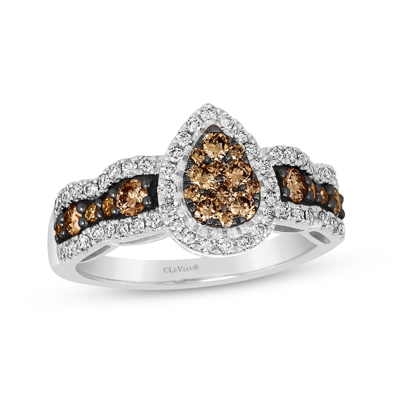 Main Image 1 of Le Vian Chocolate Waterfall Diamond Ring 1 ct tw 14K Vanilla Gold
