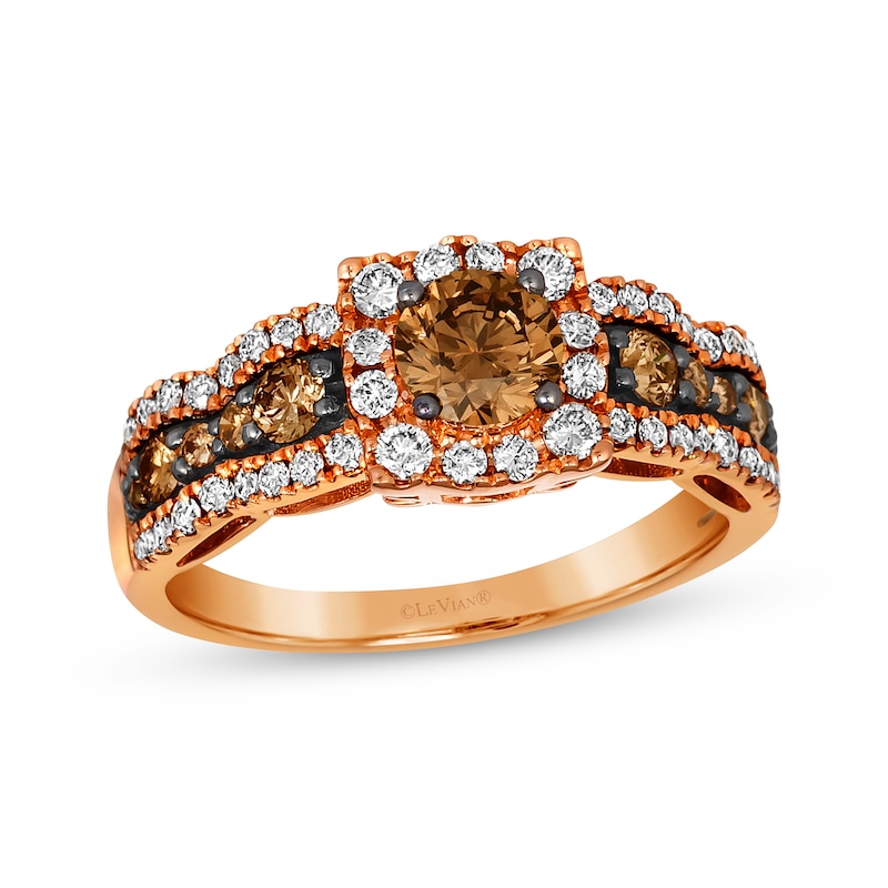 Main Image 1 of Le Vian Chocolate Waterfall Diamond Ring 1-1/5 ct tw 14K Strawberry Gold