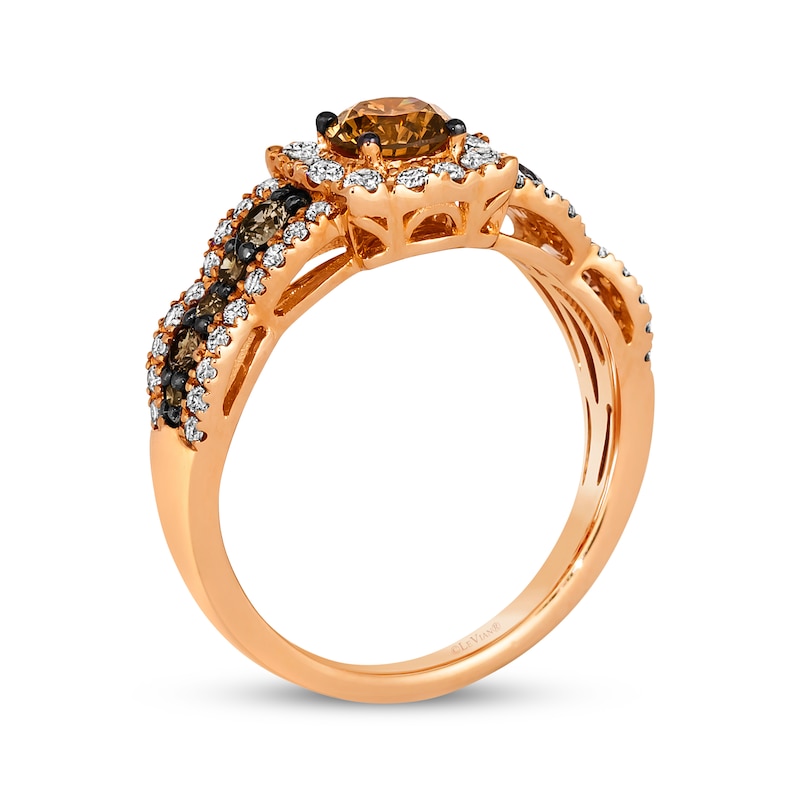 Main Image 3 of Le Vian Chocolate Waterfall Diamond Ring 1-1/5 ct tw 14K Strawberry Gold