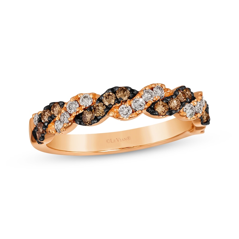 Main Image 1 of Le Vian Chocolate Twist Diamond Ring 1/2 ct tw 14K Strawberry Gold