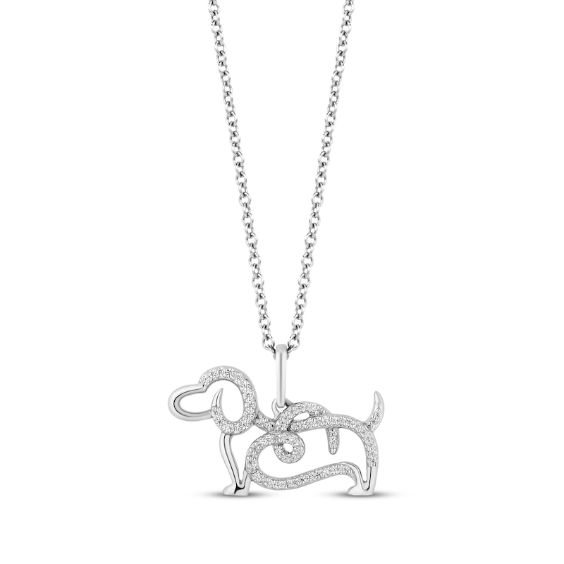 Hallmark Diamonds Dog Necklace 1/8 ct tw Sterling Silver 18”