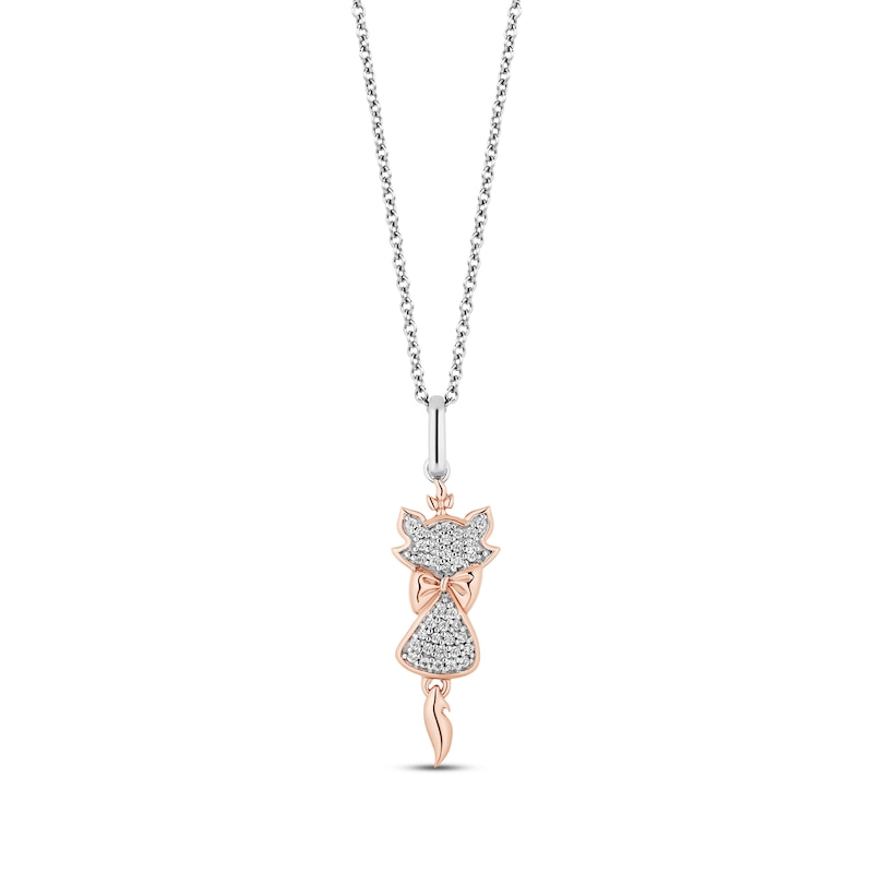 Disney Treasures The Aristocats Diamond Necklace 1/10 ct tw Sterling Silver & 10K Rose Gold 17"