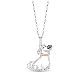 Disney Treasures Up Round-Cut Diamond Dug Necklace 1/15 ct tw Sterling Silver & 10K Rose Gold 19&quot;
