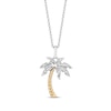 Thumbnail Image 0 of Disney Treasures Lilo & Stitch Round-Cut Diamond Palm Tree Necklace 1/20 ct tw Sterling Silver & 10K Yellow Gold 19"