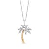 Thumbnail Image 0 of Disney Treasures Lilo & Stitch Round-Cut Diamond Palm Tree Necklace 1/20 ct tw Sterling Silver & 10K Yellow Gold 19"