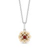 Thumbnail Image 0 of Disney Treasures Coco Round-Cut Garnet & Diamond Flower Necklace 1/10 ct tw Sterling Silver & 10K Yellow Gold 19"