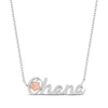 Disney Treasures Lilo & Stitch Ohana Diamond Necklace 1/10 ct tw Sterling Silver & 10K Rose Gold 18”