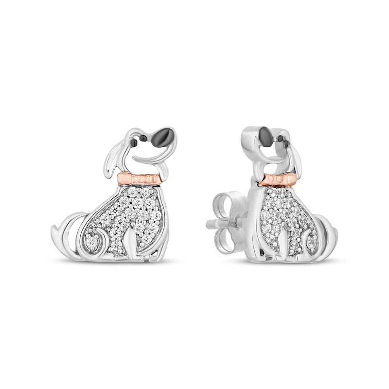 Disney Treasures Up Round-Cut Diamond “Dug” Earrings 1/10 ct tw Sterling Silver & 10K Rose Gold