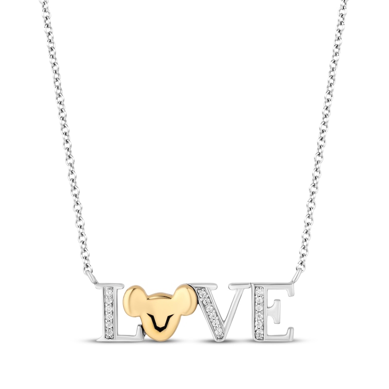 Disney Treasures The Lion King LOVE Necklace 1/20 ct tw Sterling Silver & 10K Yellow Gold 18"