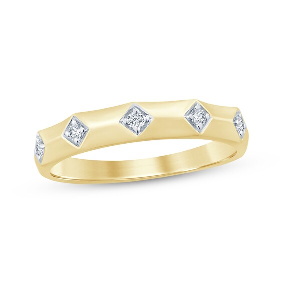 Now + Forever Diamond Angled Anniversary Band 1/10 ct tw 10K Yellow Gold