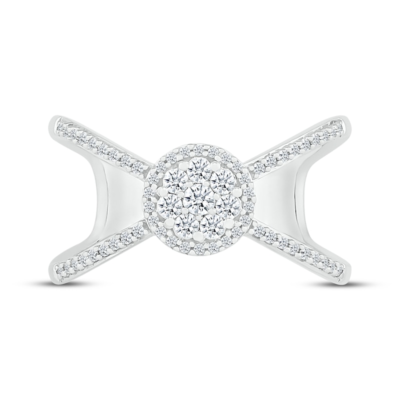 Main Image 2 of Round-Cut Multi-Diamond Center Orbit Ring 1/3 ct tw 10K White Gold