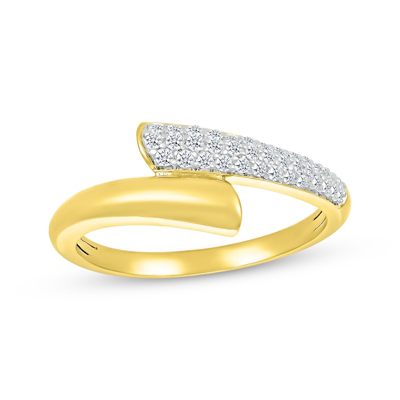 Main Image 1 of Round-Cut Diamond Ribbon Ring 1/5 ct tw 10K Yellow Gold