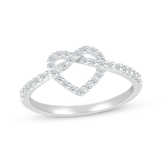 Round-Cut Diamond Heart Twist Ring 1/4 ct tw 10K White Gold