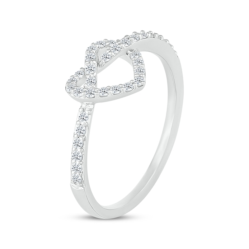 Main Image 2 of Round-Cut Diamond Heart Twist Ring 1/4 ct tw 10K White Gold