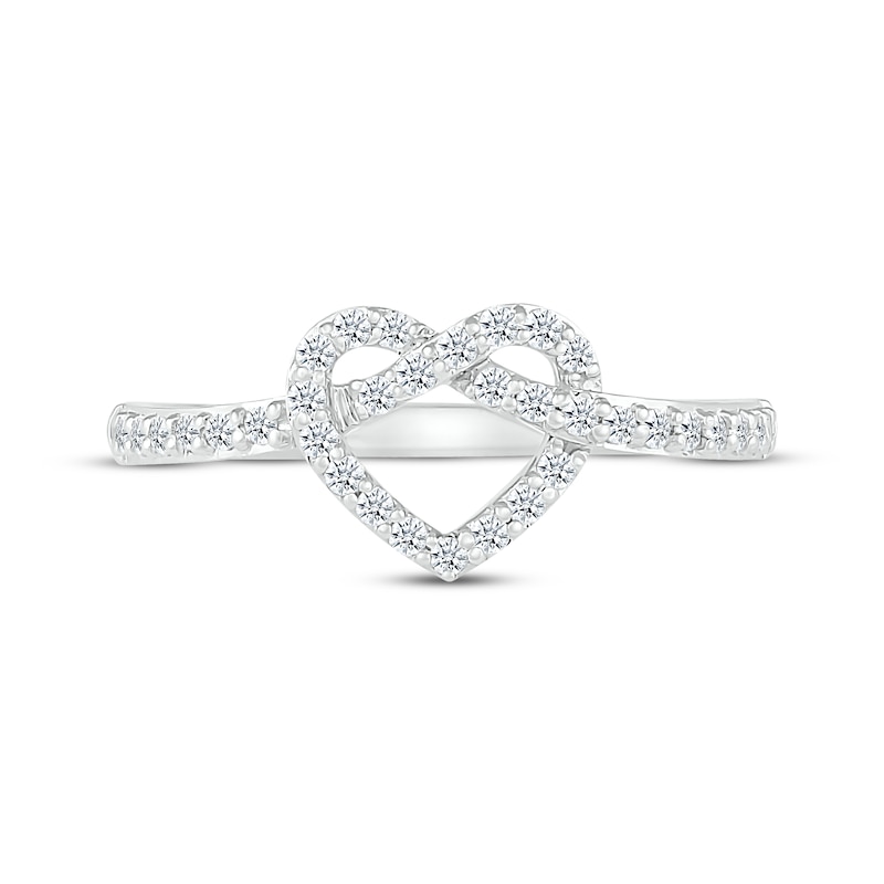 Main Image 4 of Round-Cut Diamond Heart Twist Ring 1/4 ct tw 10K White Gold