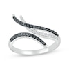 Thumbnail Image 0 of Round-Cut Black & White Diamond Curved Deconstructed Bypass Ring 1/3 ct tw Sterling Silver