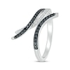 Thumbnail Image 1 of Round-Cut Black & White Diamond Curved Deconstructed Bypass Ring 1/3 ct tw Sterling Silver