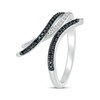 Thumbnail Image 2 of Round-Cut Black & White Diamond Curved Deconstructed Bypass Ring 1/3 ct tw Sterling Silver