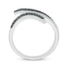 Thumbnail Image 2 of Round-Cut Black & White Diamond Curved Deconstructed Bypass Ring 1/3 ct tw Sterling Silver