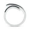 Thumbnail Image 3 of Round-Cut Black & White Diamond Curved Deconstructed Bypass Ring 1/3 ct tw Sterling Silver