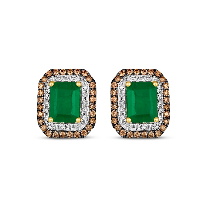 Le Vian Emerald-Cut Emerald Stud Earrings 7/8 ct tw Diamonds 14K Two-Tone Gold