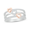 Thumbnail Image 1 of Round-Cut Diamond Stacked Look Heart Ring 1/5 ct tw Sterling Silver & 10K Rose Gold