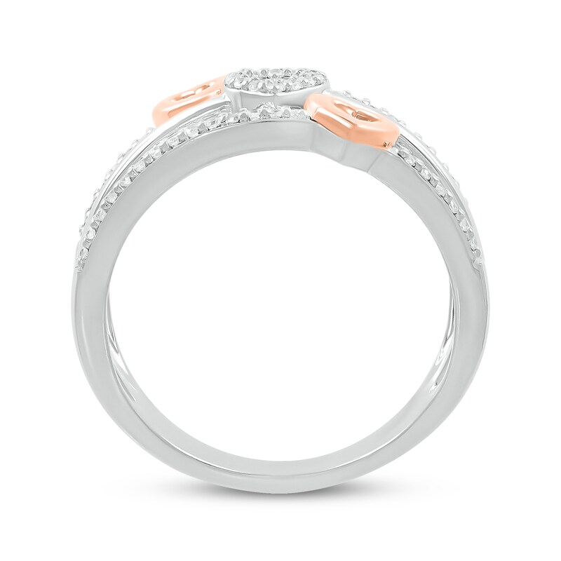 Main Image 3 of Round-Cut Diamond Stacked Look Heart Ring 1/5 ct tw Sterling Silver & 10K Rose Gold