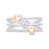 Thumbnail Image 4 of Round-Cut Diamond Stacked Look Heart Ring 1/5 ct tw Sterling Silver & 10K Rose Gold